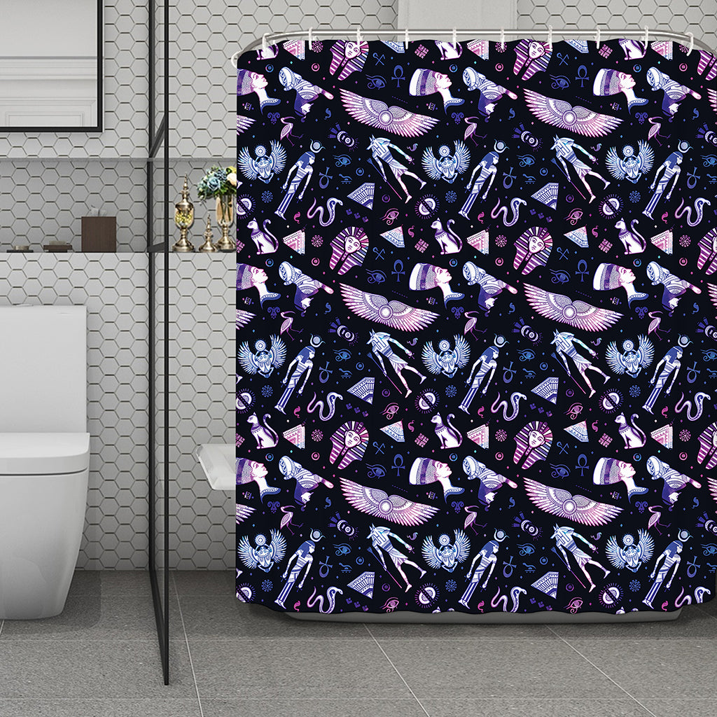 Egyptian Tribal Symbols Print Polyester Shower Curtain