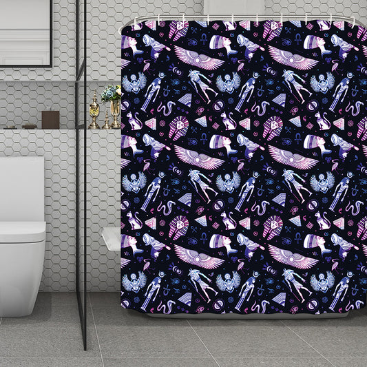 Egyptian Tribal Symbols Print Polyester Shower Curtain