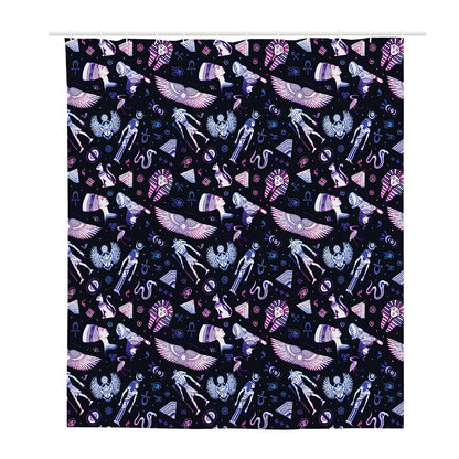 Egyptian Tribal Symbols Print Polyester Shower Curtain
