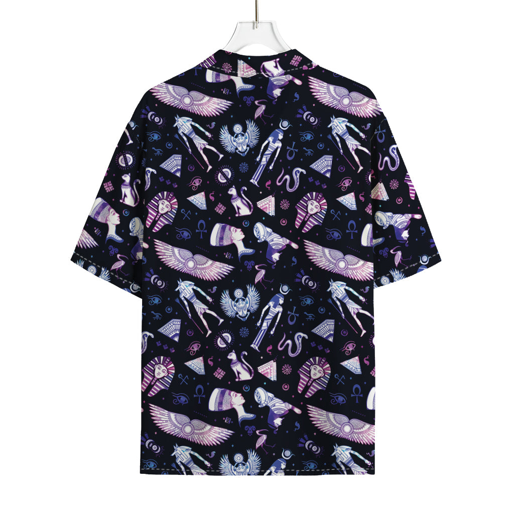 Egyptian Tribal Symbols Print Rayon Hawaiian Shirt