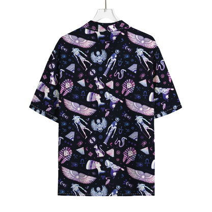 Egyptian Tribal Symbols Print Rayon Hawaiian Shirt