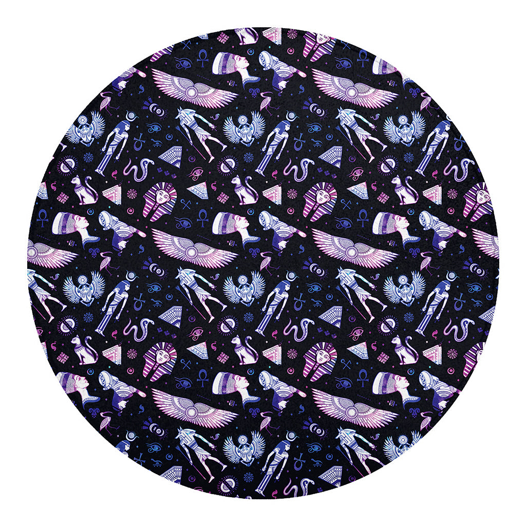 Egyptian Tribal Symbols Print Round Blanket