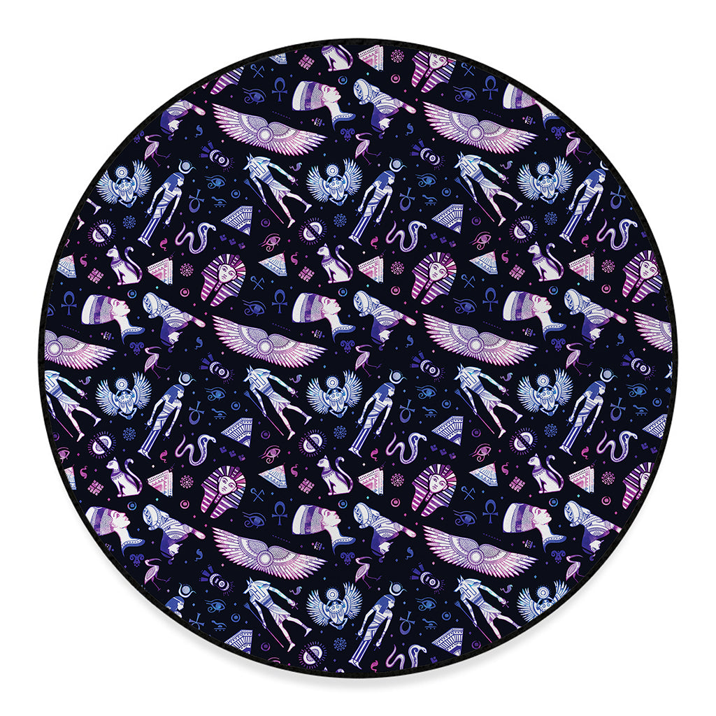 Egyptian Tribal Symbols Print Round Floor Mat