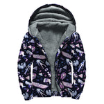 Egyptian Tribal Symbols Print Sherpa Lined Zip Up Hoodie