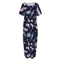 Egyptian Tribal Symbols Print Short Sleeve Long Nightdress