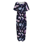 Egyptian Tribal Symbols Print Short Sleeve Long Nightdress