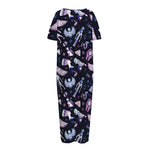 Egyptian Tribal Symbols Print Short Sleeve Long Nightdress