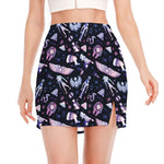 Egyptian Tribal Symbols Print Side Slit Mini Skirt