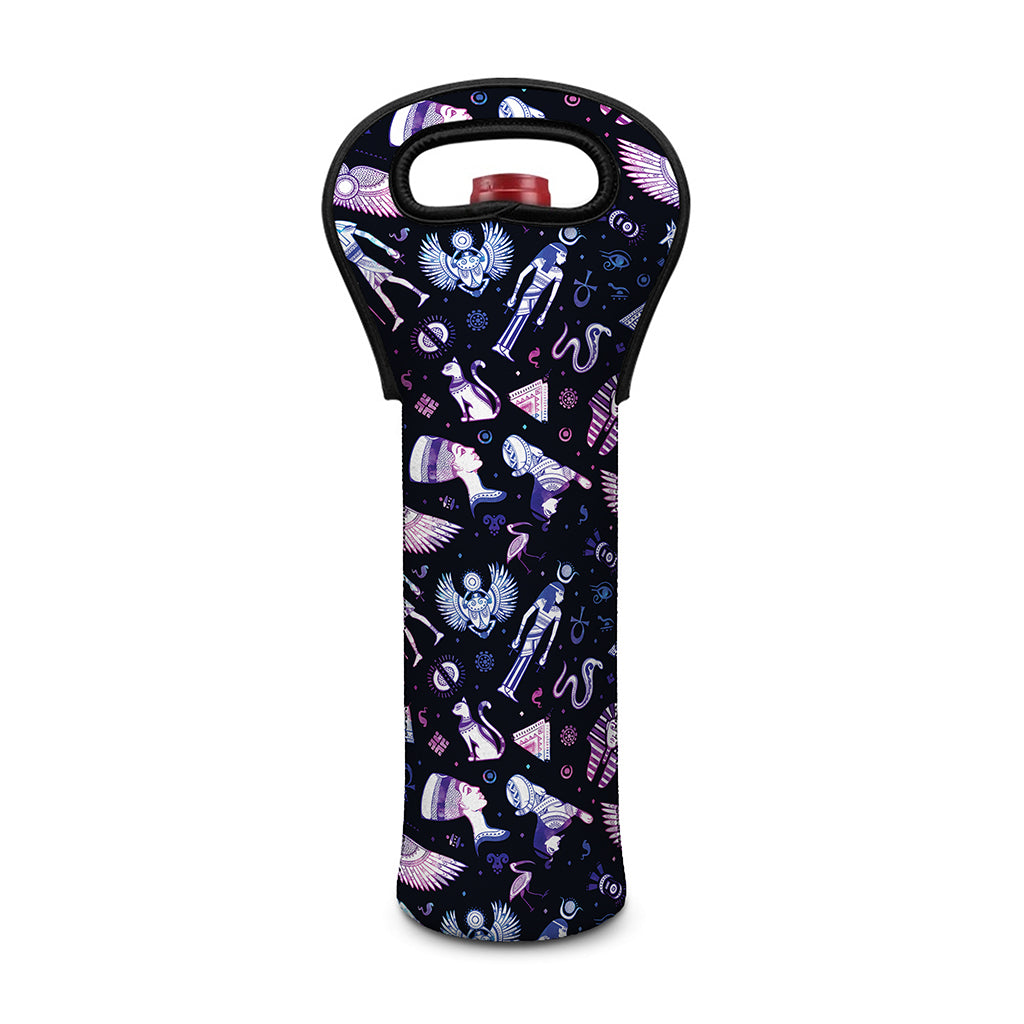 Egyptian Tribal Symbols Print Single Neoprene Wine Tote