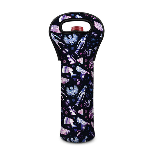 Egyptian Tribal Symbols Print Single Neoprene Wine Tote