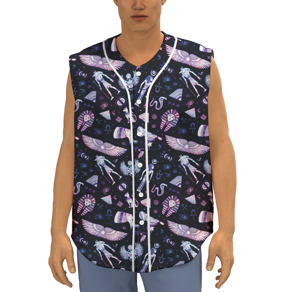 Egyptian Tribal Symbols Print Sleeveless Baseball Jersey