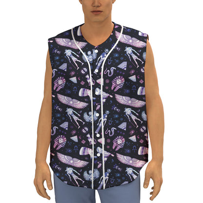 Egyptian Tribal Symbols Print Sleeveless Baseball Jersey