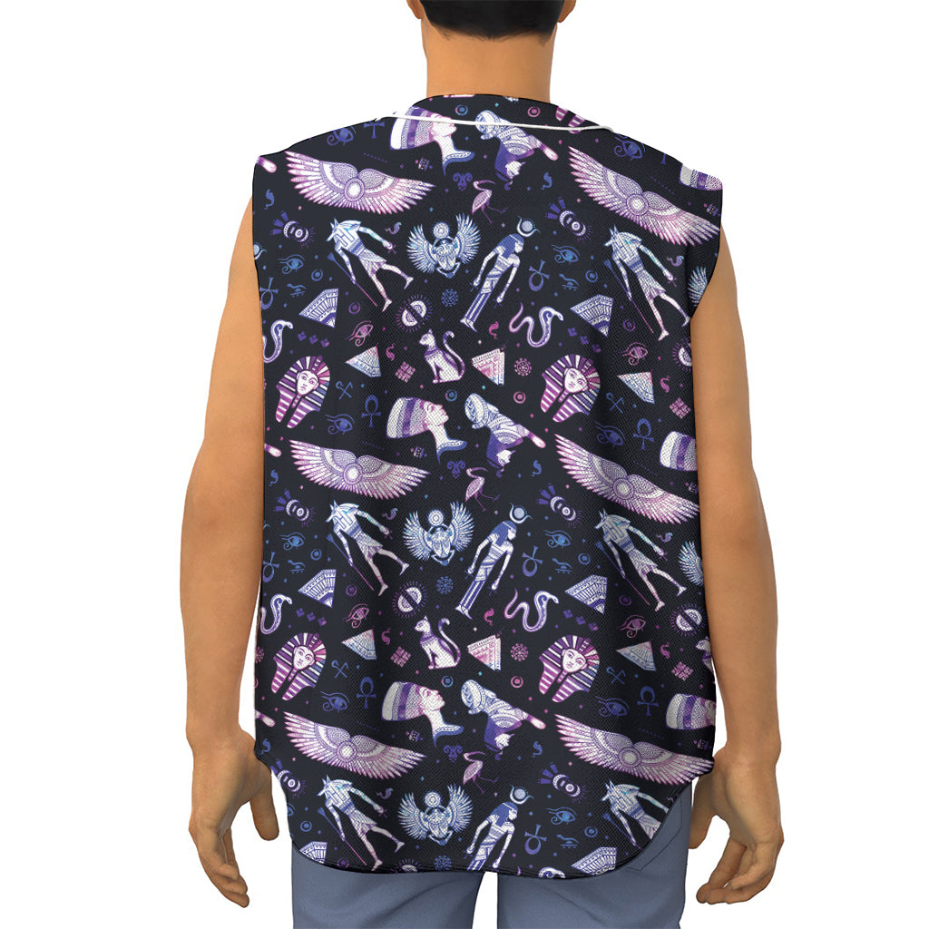Egyptian Tribal Symbols Print Sleeveless Baseball Jersey