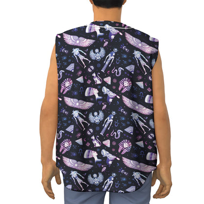 Egyptian Tribal Symbols Print Sleeveless Baseball Jersey