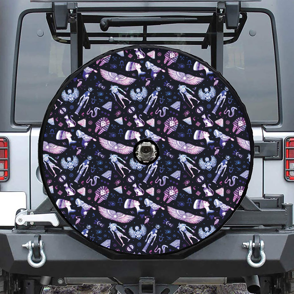 Egyptian Tribal Symbols Print Tire Cover With Camera Hole