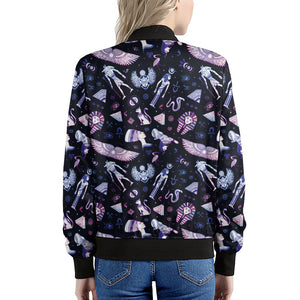 Egyptian Tribal Symbols Print Women's Bomber Jacket