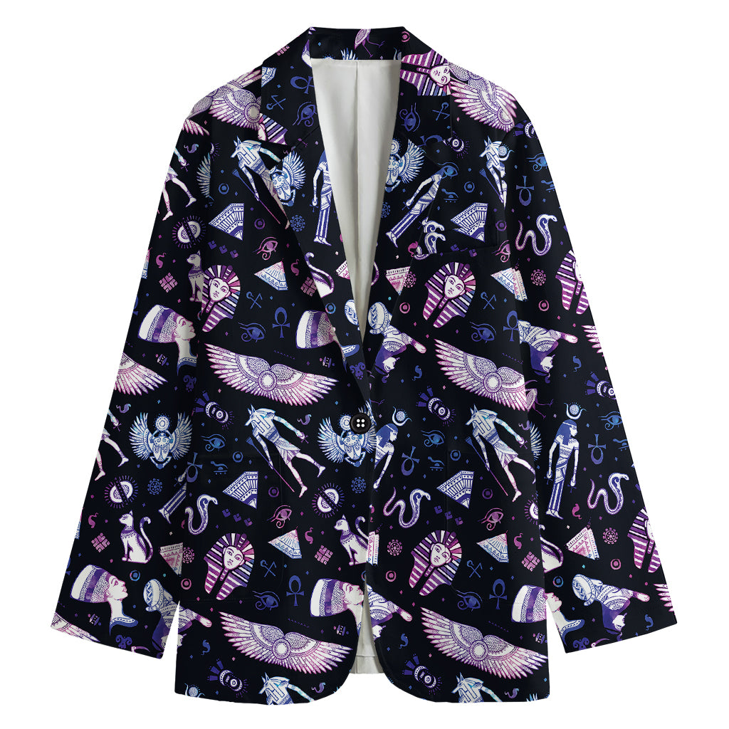 Egyptian Tribal Symbols Print Women's Cotton Blazer