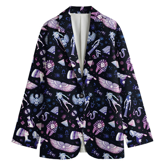 Egyptian Tribal Symbols Print Women's Cotton Blazer