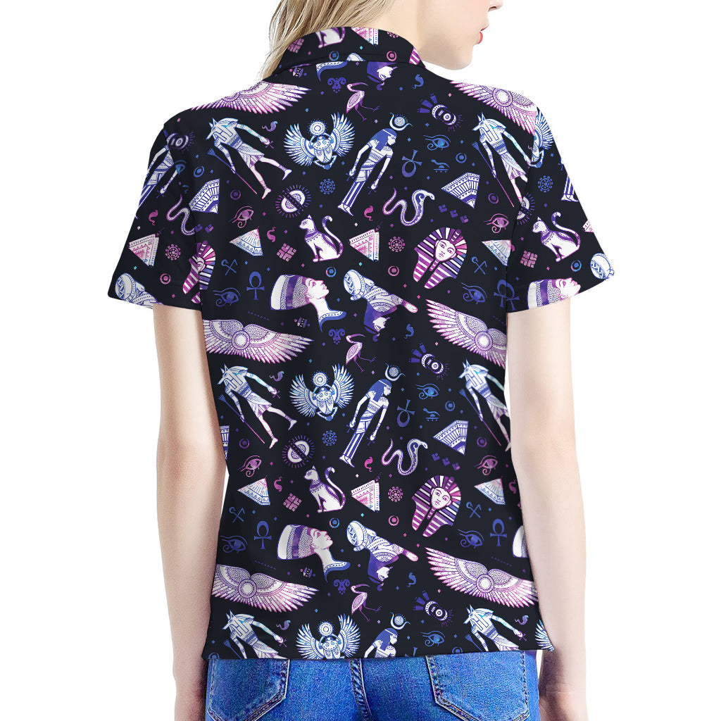 Egyptian Tribal Symbols Print Women's Polo Shirt