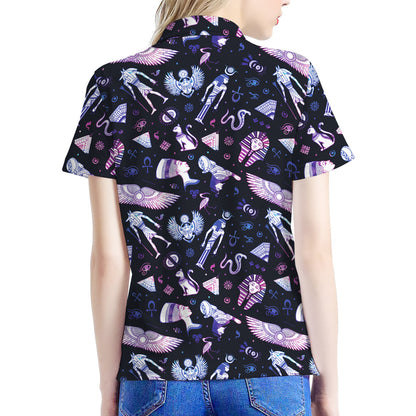 Egyptian Tribal Symbols Print Women's Polo Shirt