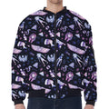 Egyptian Tribal Symbols Print Zip Sleeve Bomber Jacket