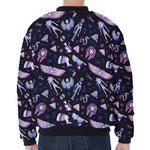 Egyptian Tribal Symbols Print Zip Sleeve Bomber Jacket