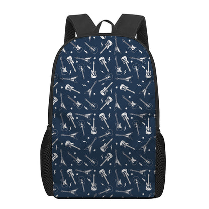 Electric Guitar Pattern Print 17 Inch Backpack