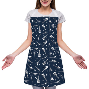 Electric Guitar Pattern Print Adjustable Apron