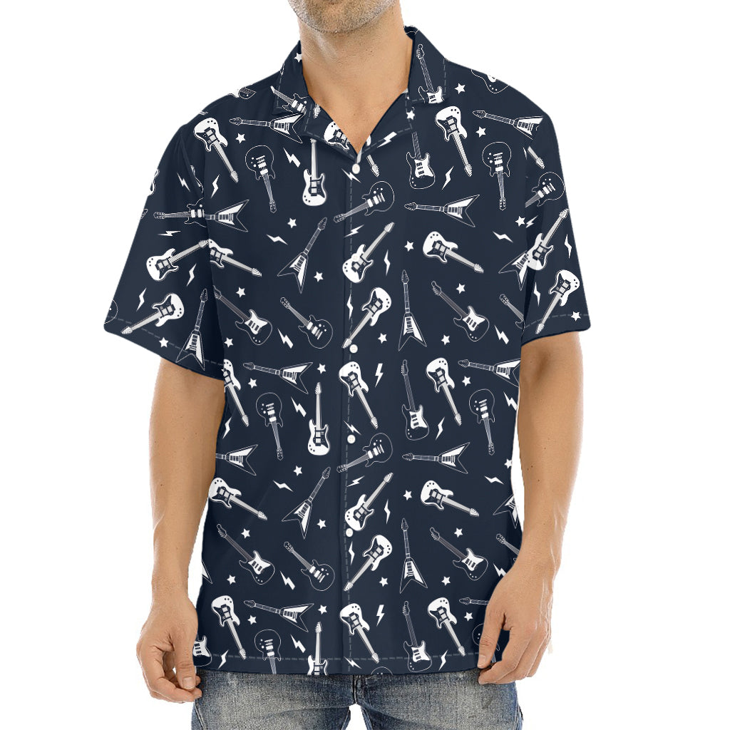 Electric Guitar Pattern Print Aloha Shirt