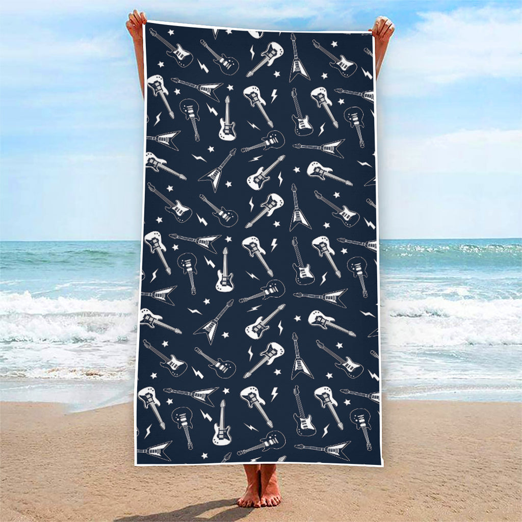 Electric Guitar Pattern Print Beach Towel