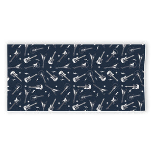 Electric Guitar Pattern Print Beach Towel