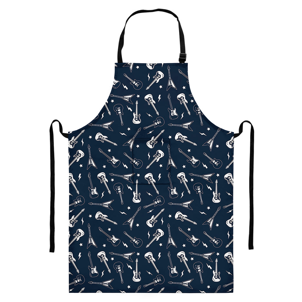 Electric Guitar Pattern Print Bib Apron With Pocket