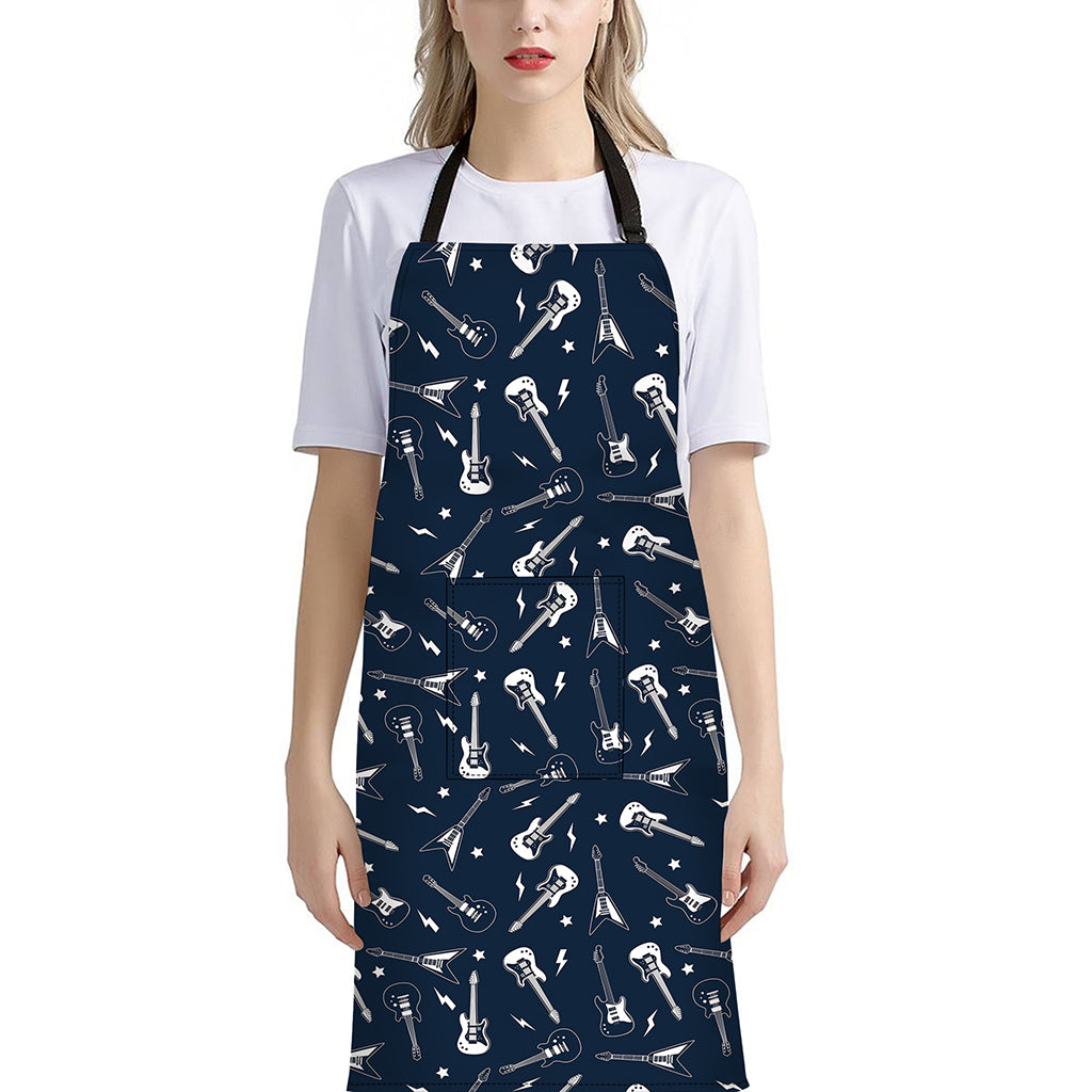 Electric Guitar Pattern Print Bib Apron With Pocket