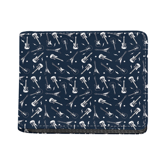 Electric Guitar Pattern Print Bifold Wallet