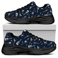 Electric Guitar Pattern Print Black Chunky Shoes