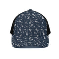 Electric Guitar Pattern Print Black Mesh Trucker Hat