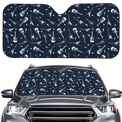 Electric Guitar Pattern Print Car Windshield Sun Shade