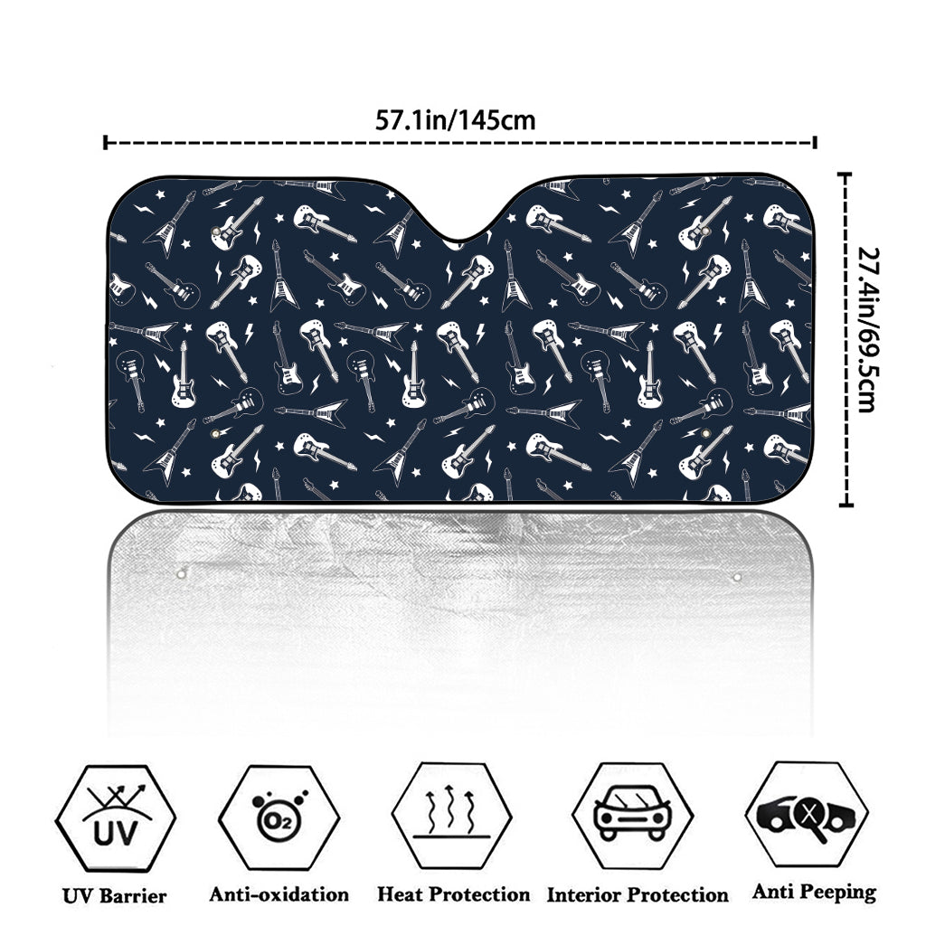 Electric Guitar Pattern Print Car Windshield Sun Shade