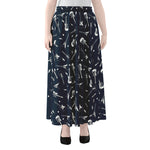 Electric Guitar Pattern Print Chiffon Maxi Skirt