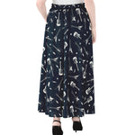 Electric Guitar Pattern Print Chiffon Maxi Skirt