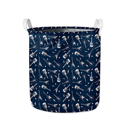 Electric Guitar Pattern Print Collapsible Laundry Basket