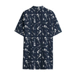 Electric Guitar Pattern Print Cotton Hawaiian Shirt