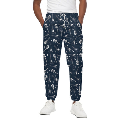Electric Guitar Pattern Print Cotton Pants