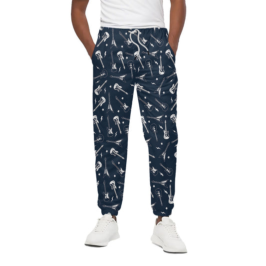 Electric Guitar Pattern Print Cotton Pants