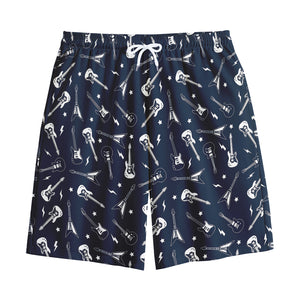 Electric Guitar Pattern Print Cotton Shorts