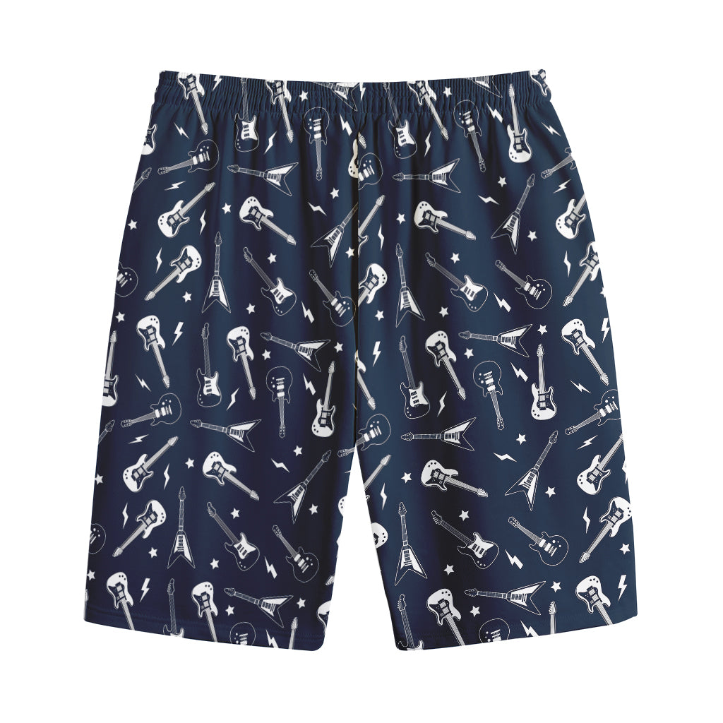 Electric Guitar Pattern Print Cotton Shorts