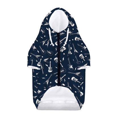 Electric Guitar Pattern Print Dog Zip Up Hoodie