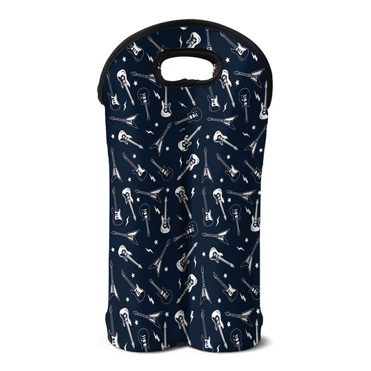 Electric Guitar Pattern Print Double Neoprene Wine Tote