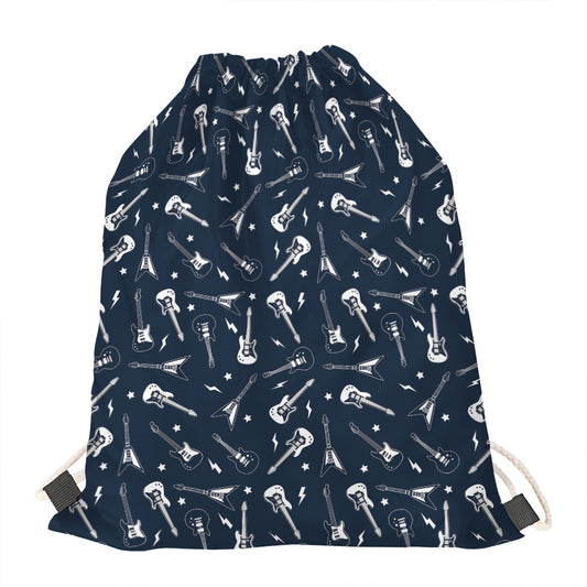Electric Guitar Pattern Print Drawstring Bag