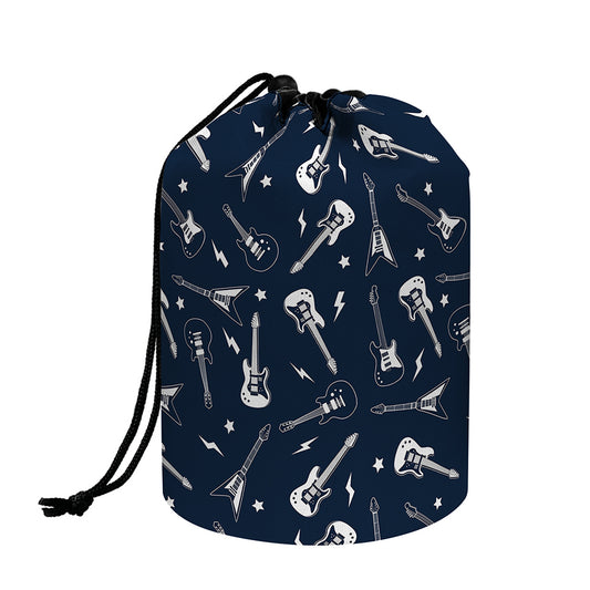 Electric Guitar Pattern Print Drawstring Makeup Bag